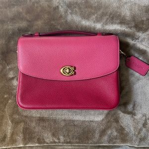 Coach Cassie Pebbled Leather Crossbody Bright Cherry Multi Colorblock LAST CALL